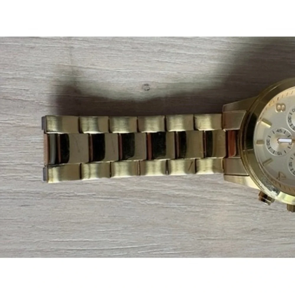 Guess Chronograph Watch Mens Gold Stainless Steel U15061G2 Waterpro‎ Sporty